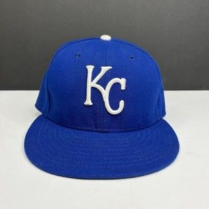 VINTAGE 90s Kansas City Royals Hat Blue Cap Size 7 New Era 59Fifty - USA Made